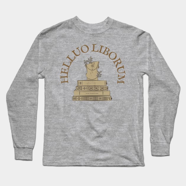 Dark Academia Latin Book Worm Long Sleeve T-Shirt by Curio Pop Relics